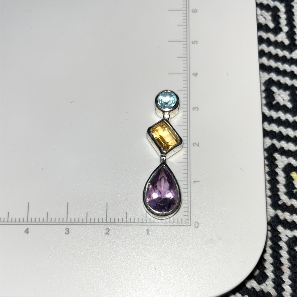 925 SU Thailand Amethyst Citrine Blue Topaz Pendant